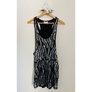 Romeo Juliet Couture • Sexy Sequence Black & Silver Mini Party Dress